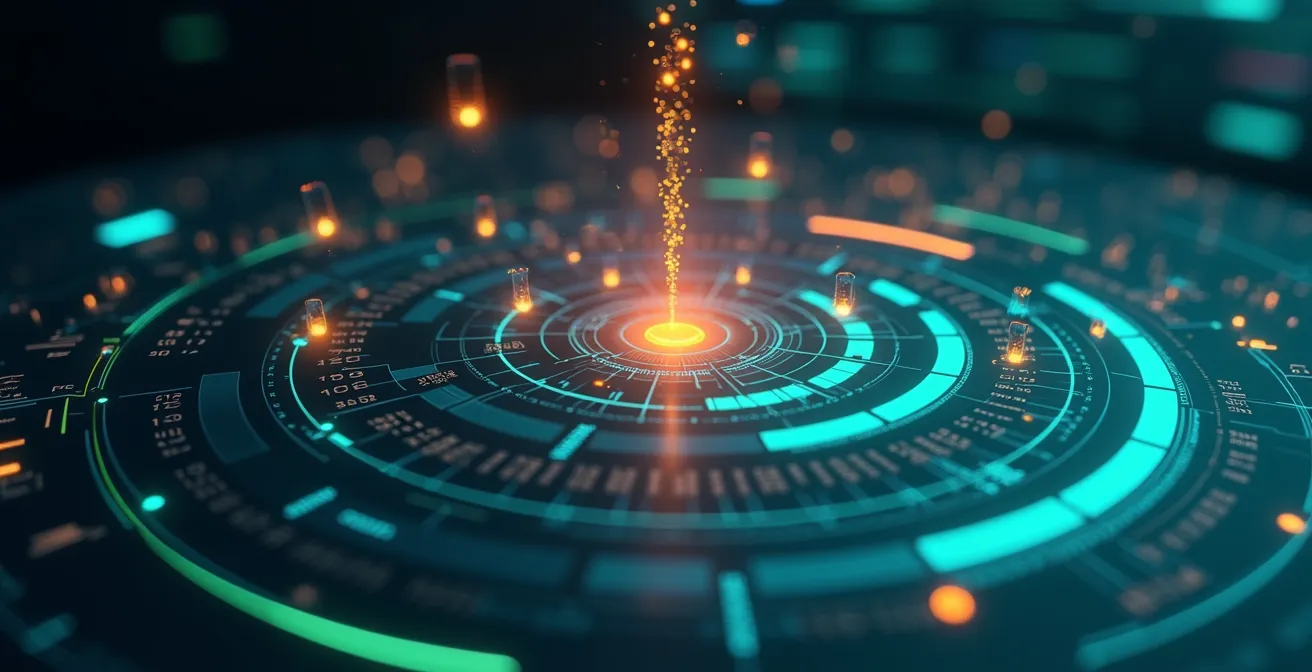 Représentation visuelle d'un radar dynamique cartographiant les obligations réglementaires avec niveaux de criticité