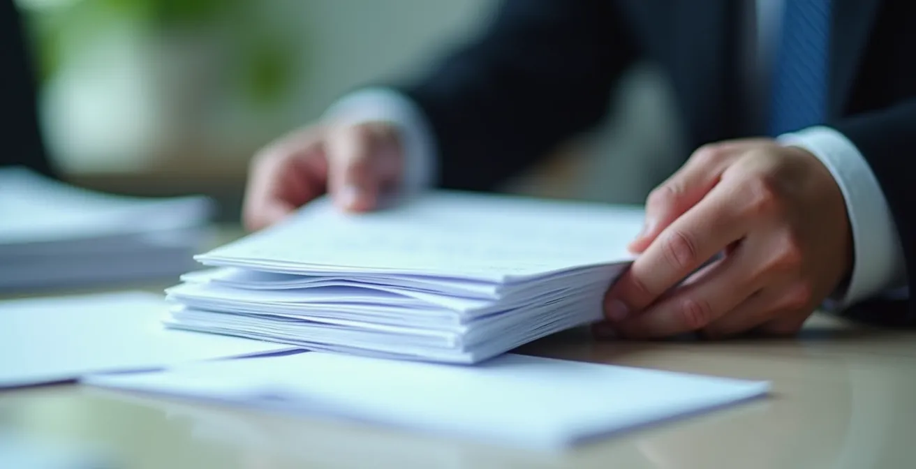 Gros plan sur des mains examinant des documents lors d'un contrôle