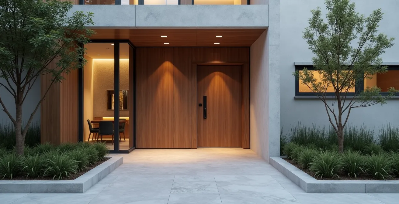 Vue d'ensemble d'une entrée sécurisée avec système de protection intégré