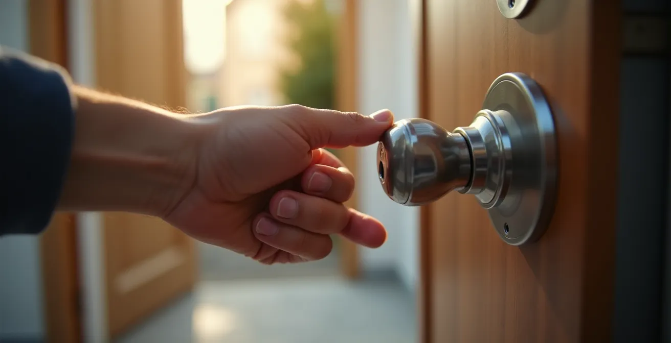 Main d'une personne saisissant une clé dans un dispositif de stockage sécurisé